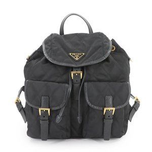 Prada Backpack, Quilted Nylon and Saffiano Leather, Black, 1BZ811